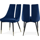Meridian Furniture Sleek Velvet Dining Chair - Navy - Dining Chairs