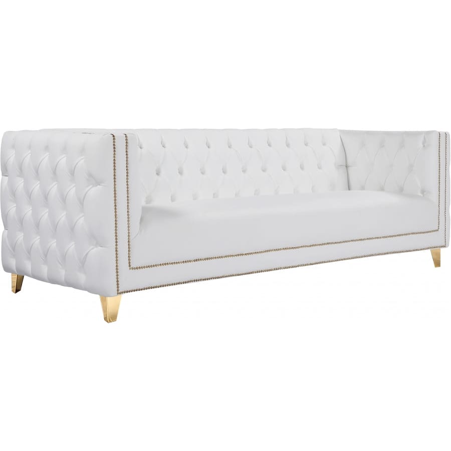 Meridian Furniture Michelle Faux Leather Sofa - White - Sofas