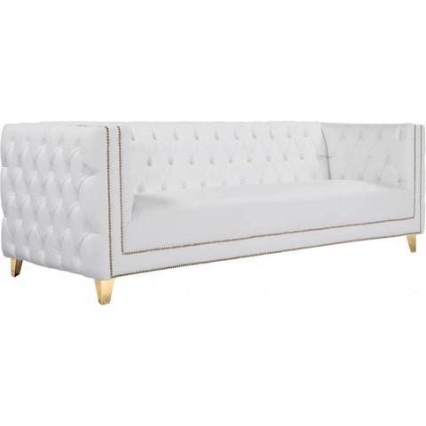 Meridian Furniture Michelle Faux Leather Sofa - White - Sofas