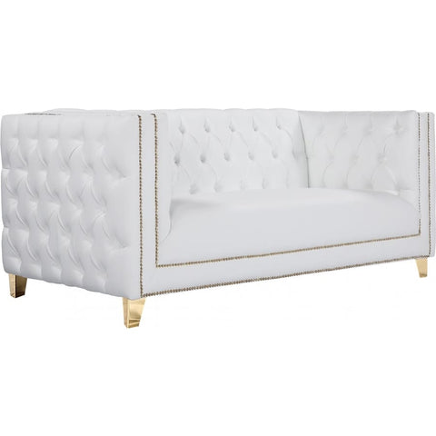 Meridian Furniture Michelle Faux Leather Loveseat - White - Loveseats