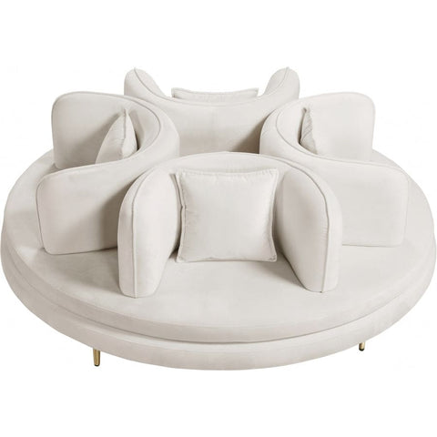 Meridian Furniture Circlet Velvet Roundabout Sofa - Cream - Sofas