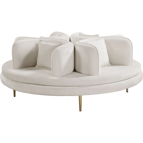 Meridian Furniture Circlet Velvet Roundabout Sofa - Cream - Sofas