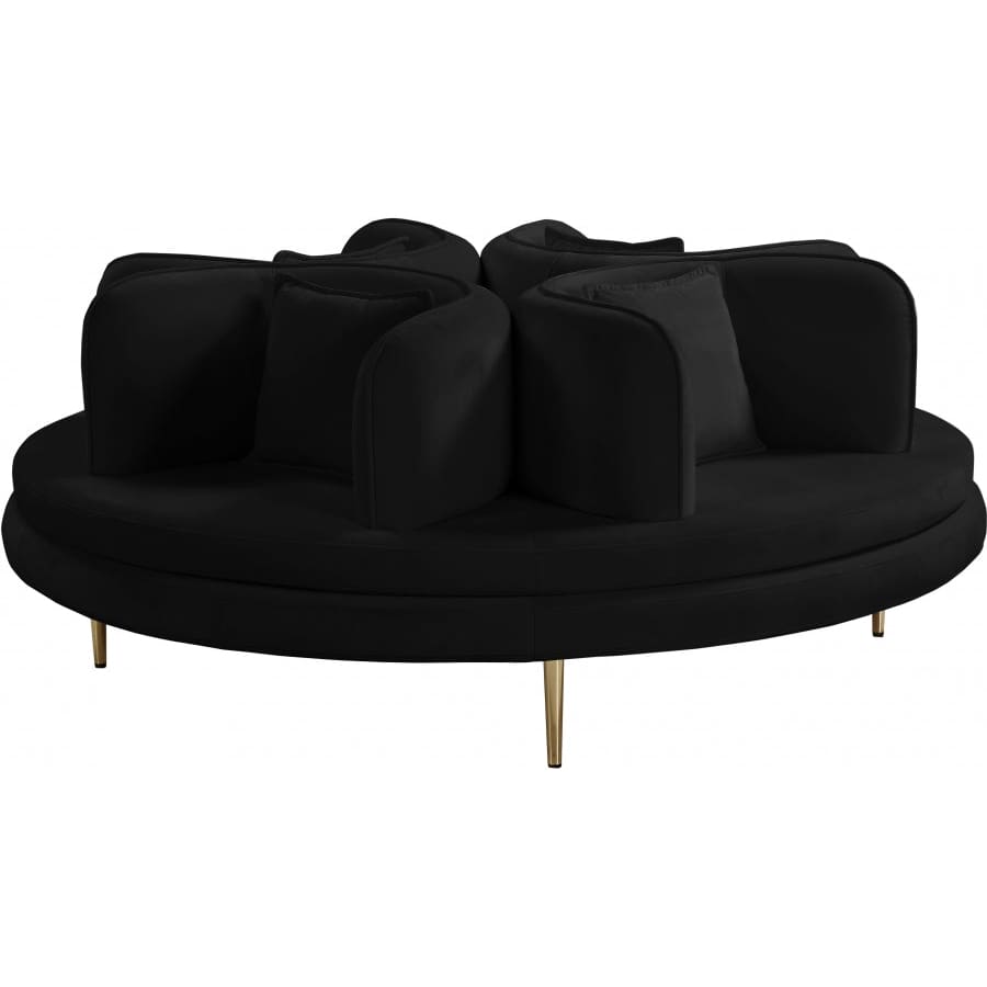 Meridian Furniture Circlet Velvet Roundabout Sofa - Black - Sofas
