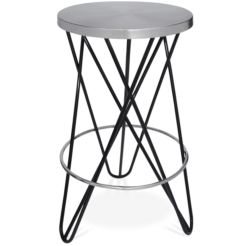 Meridian Furniture Mercury Counter Stool - Silver - Black - Stools