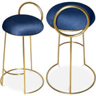 Meridian Furniture Ring Velvet Counter Stool - Gold - Navy - Stools