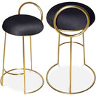 Meridian Furniture Ring Velvet Counter Stool - Gold - Black - Stools
