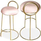 Meridian Furniture Ring Velvet Counter Stool - Gold - Pink - Stools