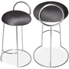 Meridian Furniture Ring Velvet Counter Stool - Chrome - Grey - Stools