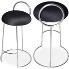 Meridian Furniture Ring Velvet Counter Stool - Chrome - Black - Stools