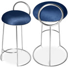 Meridian Furniture Ring Velvet Counter Stool - Chrome - Navy - Stools