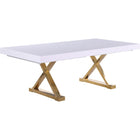 Meridian Furniture Excel Extendable 2 Leaf Dining Table - White & Gold - Dining Tables