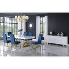 Meridian Furniture Excel Extendable 2 Leaf Dining Table - White & Gold - Dining Tables