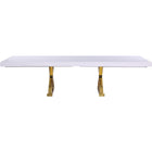 Meridian Furniture Excel Extendable 2 Leaf Dining Table - White & Gold - Dining Tables