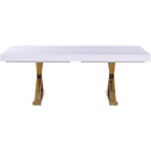 Meridian Furniture Excel Extendable 2 Leaf Dining Table - White & Gold - Dining Tables