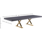 Meridian Furniture Excel Extendable 2 Leaf Dining Table - Grey & Gold - Dining Tables