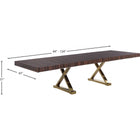 Meridian Furniture Excel Extendable 2 Leaf Dining Table - Brown & Gold - Dining Tables