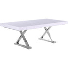 Meridian Furniture Excel Extendable 2 Leaf Dining Table - White & Chrome - Dining Tables