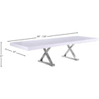 Meridian Furniture Excel Extendable 2 Leaf Dining Table - White & Chrome - Dining Tables