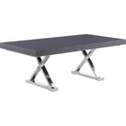 Meridian Furniture Excel Extendable 2 Leaf Dining Table - Grey & Chrome - Dining Tables