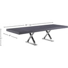 Meridian Furniture Excel Extendable 2 Leaf Dining Table - Grey & Chrome - Dining Tables