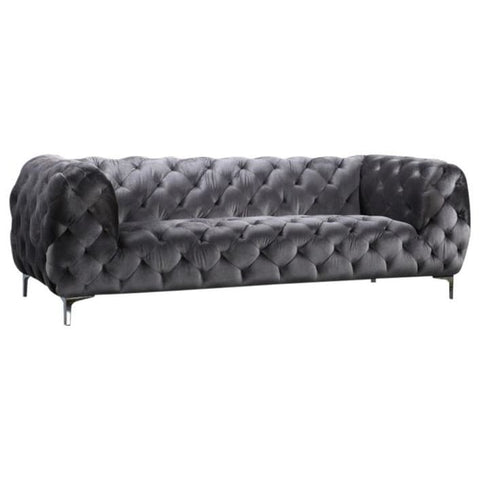 Meridian Furniture Mercer Velvet Sofa - Grey - Sofas
