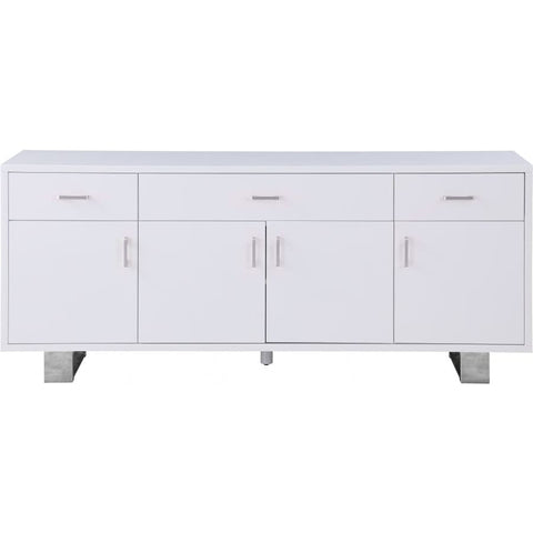 Meridian Furniture Excel Sideboard/Buffet - White & Chrome - Drawers & Dressers