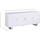 Meridian Furniture Excel Sideboard/Buffet - White & Chrome - Drawers & Dressers