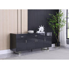 Meridian Furniture Excel Sideboard/Buffet - Grey & Chrome - Drawers & Dressers