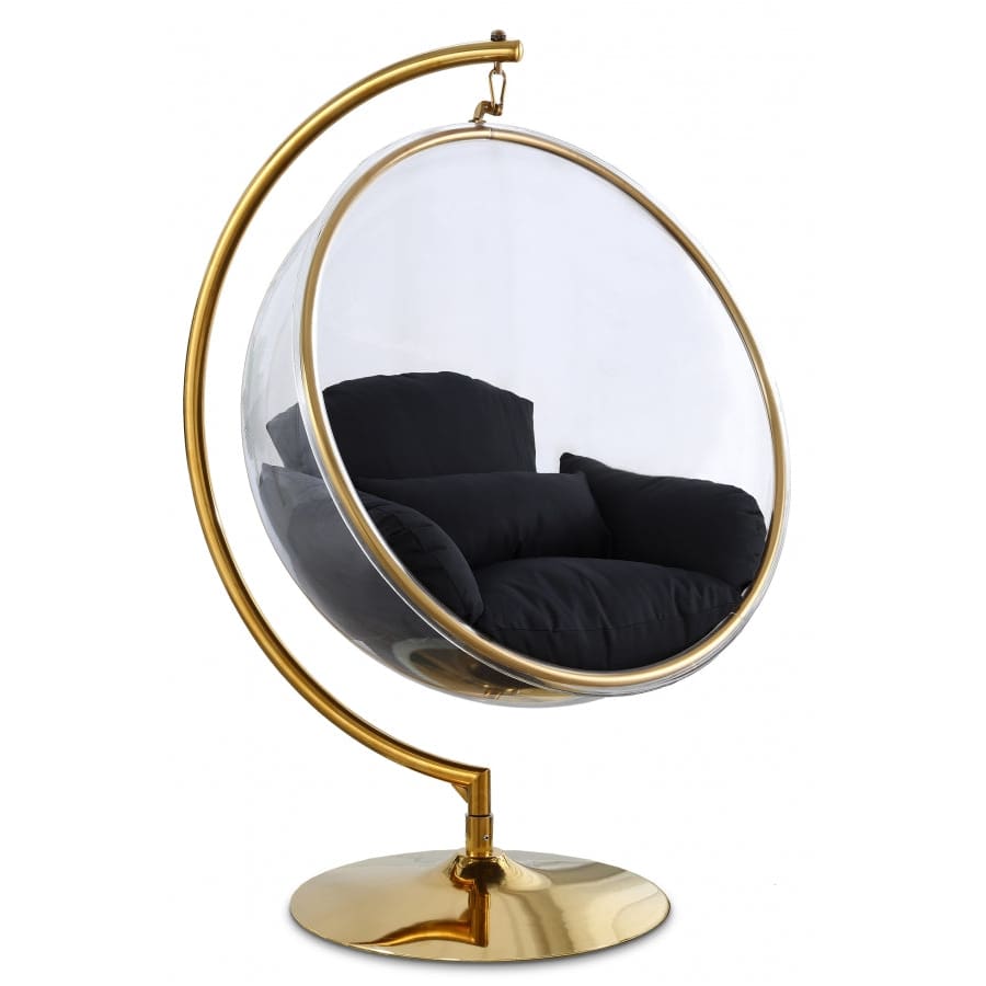 Meridian Furniture Luna Acrylic Swing Bubble Accent Chair - Gold - Black - Chairs