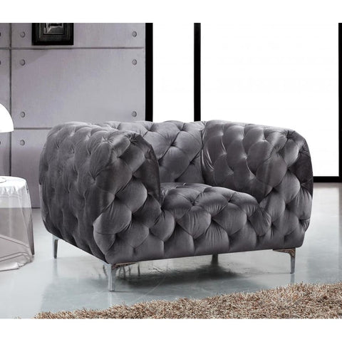Meridian Furniture Mercer Velvet Chair - Grey - Chairs