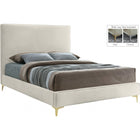 Meridian Furniture Geri Velvet Queen Bed - Cream - Bedroom Beds