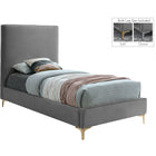 Meridian Furniture Geri Velvet Twin Bed - Grey - Bedroom Beds
