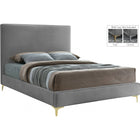 Meridian Furniture Geri Velvet Queen Bed - Grey - Bedroom Beds