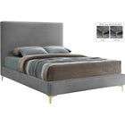 Meridian Furniture Geri Velvet King Bed - Grey - Bedroom Beds