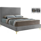 Meridian Furniture Geri Velvet Full Bed - Grey - Bedroom Beds
