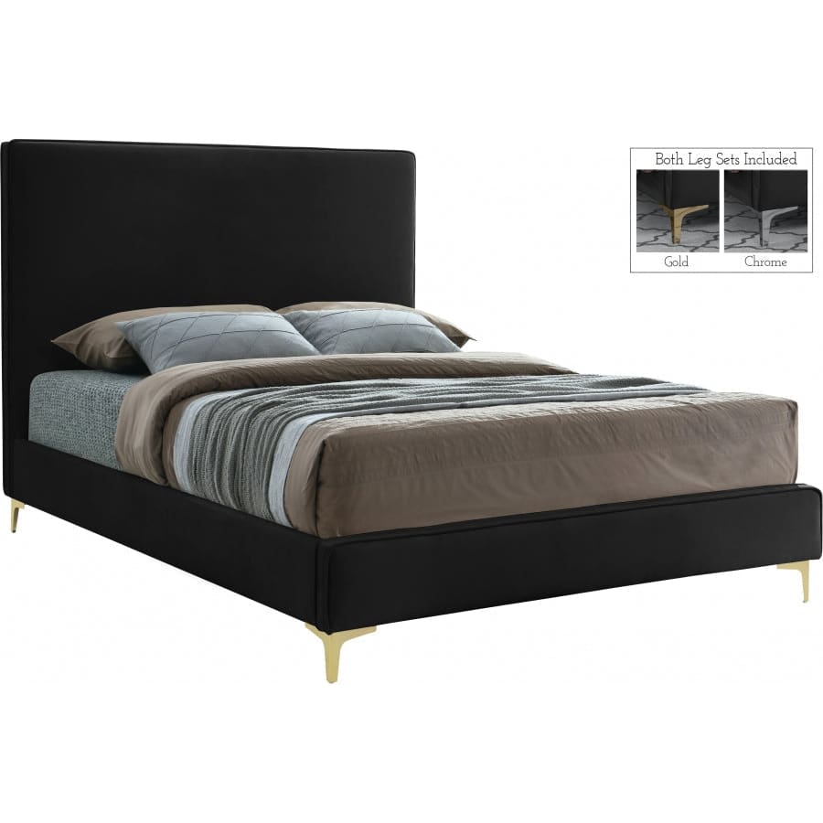 Meridian Furniture Geri Velvet Full Bed - Black - Bedroom Beds