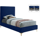 Meridian Furniture Geri Velvet Twin Bed - Navy - Bedroom Beds
