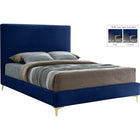 Meridian Furniture Geri Velvet Queen Bed - Navy - Bedroom Beds