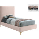 Meridian Furniture Geri Velvet Twin Bed - Pink - Bedroom Beds