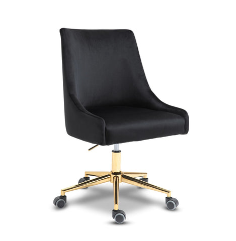 Meridian Furniture Karina Velvet Office Chair - Gold - Black - Office Chairs