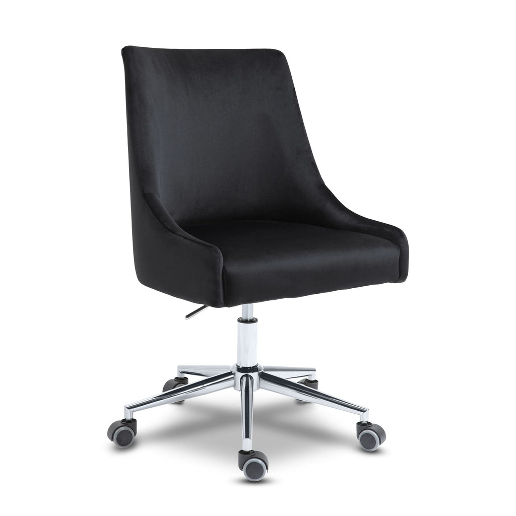 Meridian Furniture Karina Velvet Office Chair - Chrome - Black - Office Chairs