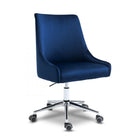 Meridian Furniture Karina Velvet Office Chair - Chrome - Navy - Office Chairs