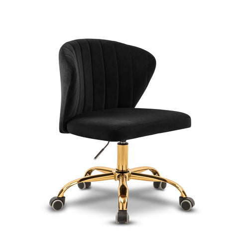Meridian Furniture Finley Velvet Office Chair - Gold - Black - Chairs