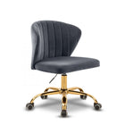 Meridian Furniture Finley Velvet Office Chair - Gold - Grey - Chairs