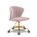 Meridian Furniture Finley Velvet Office Chair - Gold - Pink - Chairs