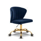 Meridian Furniture Finley Velvet Office Chair - Gold - Navy - Chairs