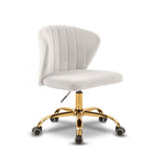 Meridian Furniture Finley Velvet Office Chair - Gold - Cream - Chairs