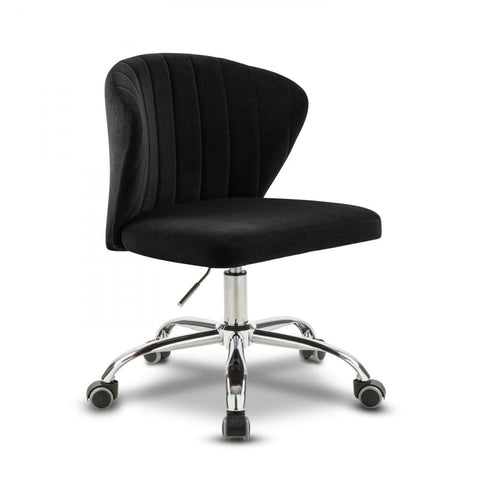 Meridian Furniture Finley Velvet Office Chair - Chrome - Black - Office Chairs