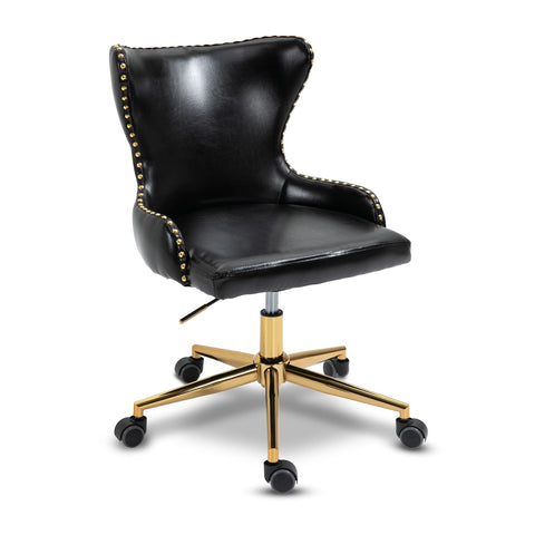 Meridian Furniture Hendrix Faux Leather Office Chair - Gold - Black - Office Chairs