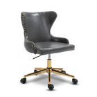 Meridian Furniture Hendrix Faux Leather Office Chair - Gold - Grey - Office Chairs